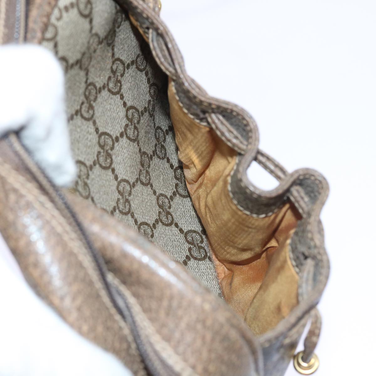 GUCCI GG Supreme Shoulder Bag PVC Leather Beige 54691