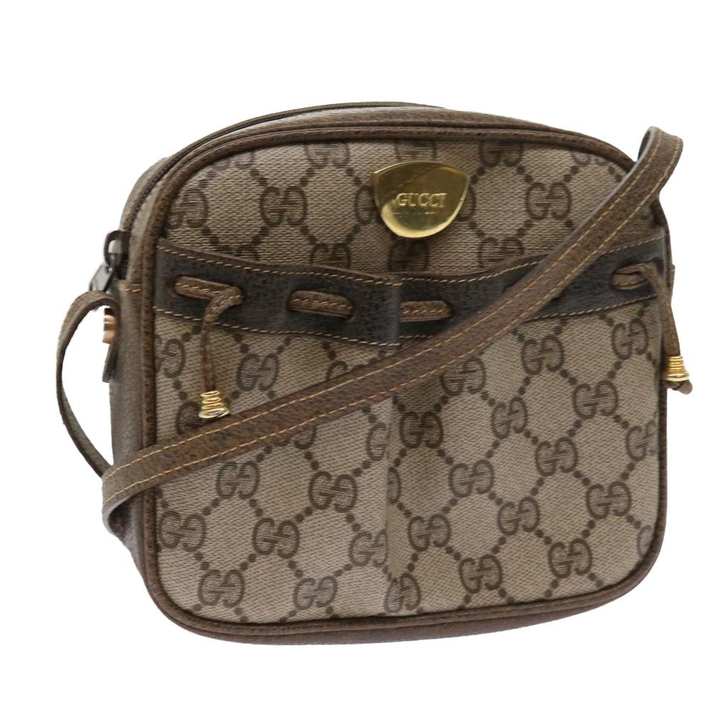 GUCCI GG Supreme Shoulder Bag PVC Leather Beige 54691