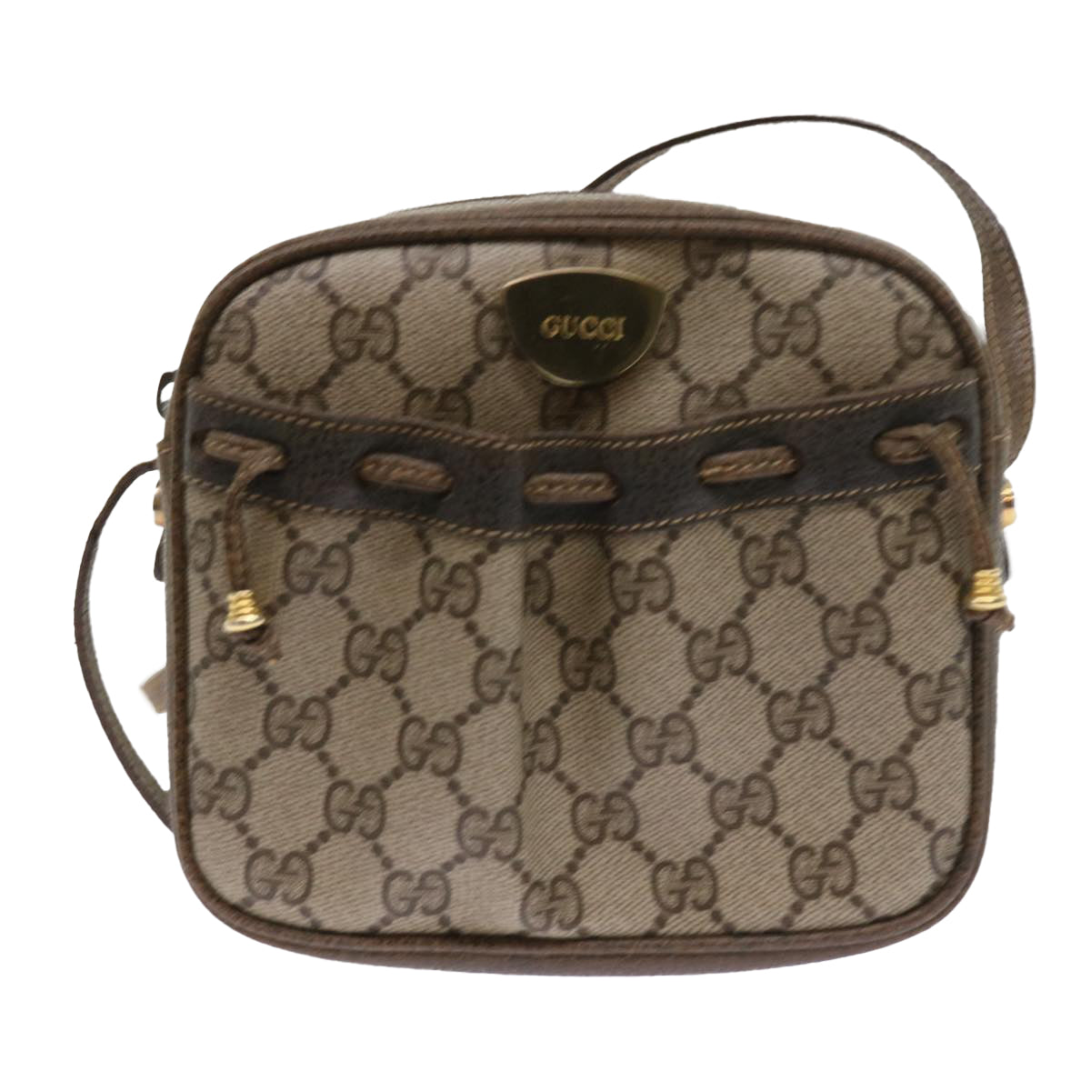 GUCCI GG Supreme Shoulder Bag PVC Leather Beige 54691