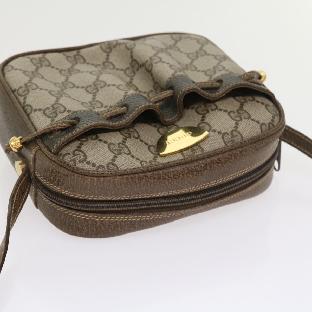 GUCCI GG Supreme Shoulder Bag PVC Leather Beige 54691