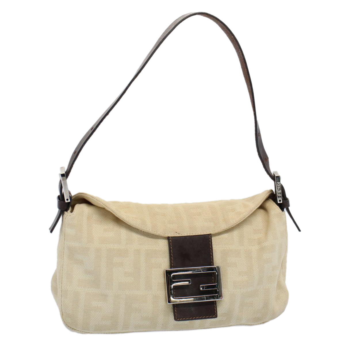 FENDI Zucca Canvas Mamma bucket Shoulder Bag Beige 54706