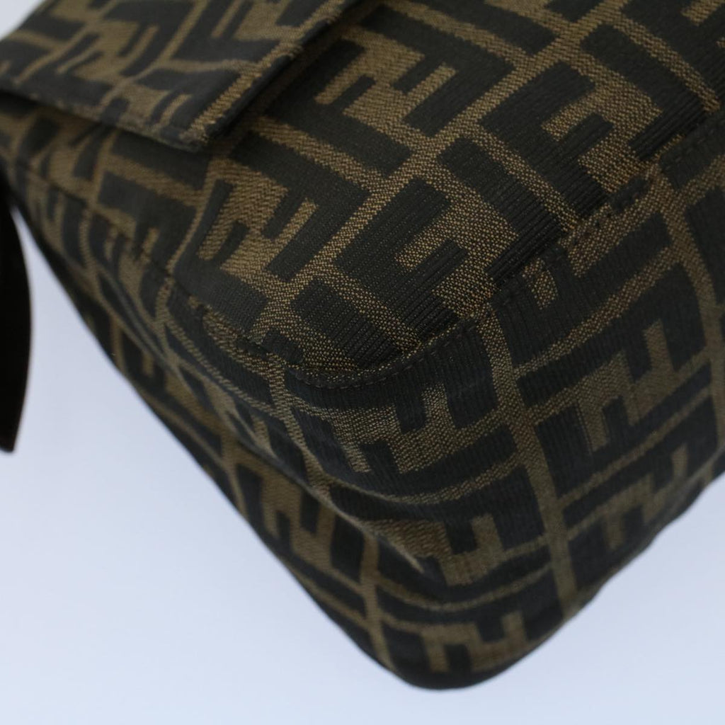 FENDI Zucca Canvas Mamma Baguette Shoulder Bag Black Brown 54707