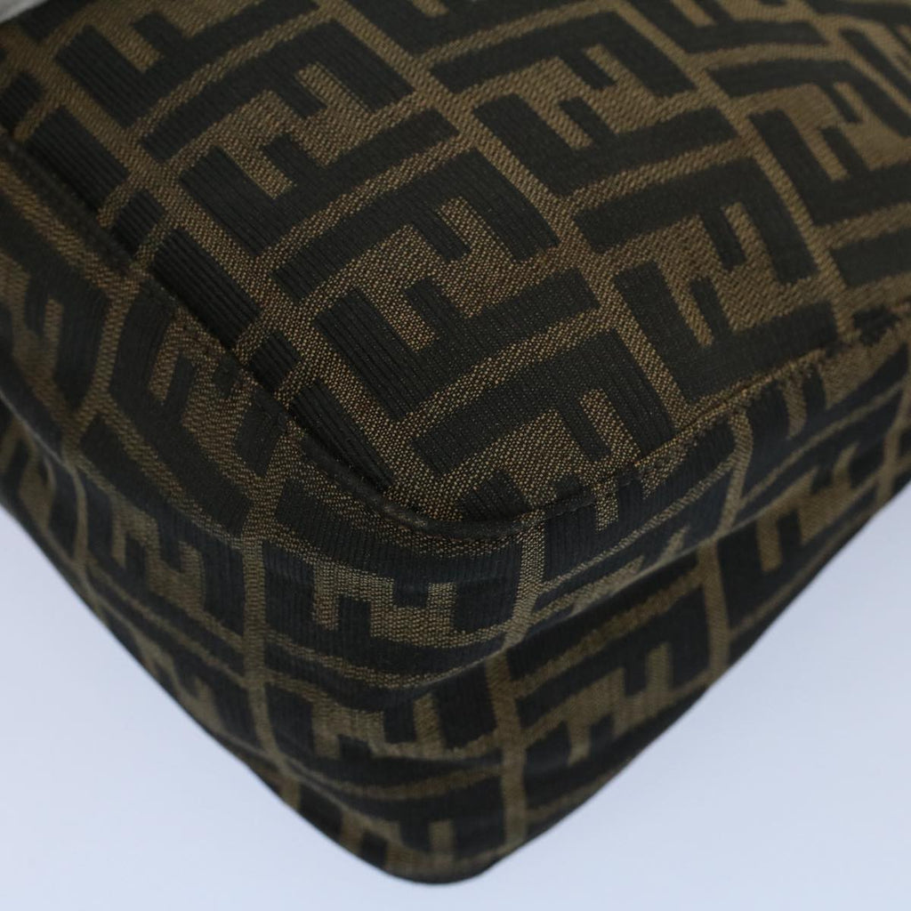 FENDI Zucca Canvas Mamma Baguette Shoulder Bag Black Brown 54707