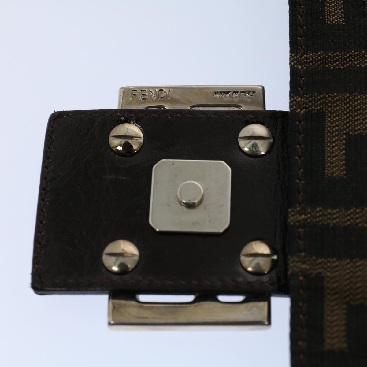 FENDI Zucca Canvas Mamma Baguette Shoulder Bag Black Brown 54707