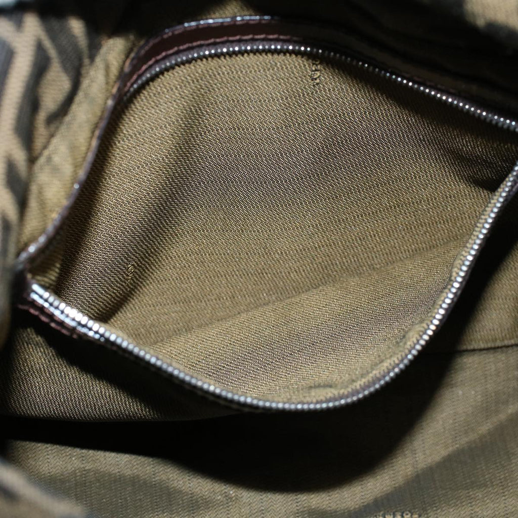 FENDI Zucca Canvas Mamma Baguette Shoulder Bag Black Brown 54707
