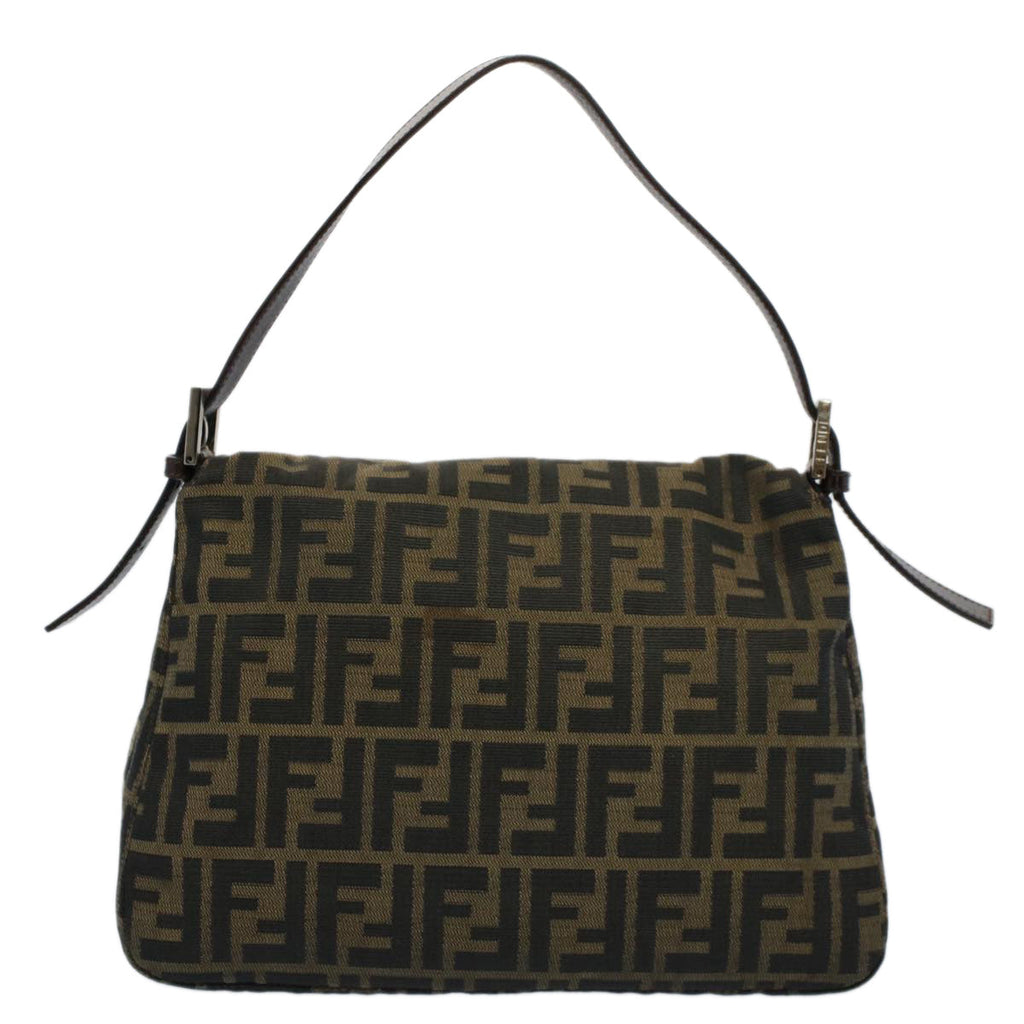 FENDI Zucca Canvas Mamma Baguette Shoulder Bag Black Brown 54707