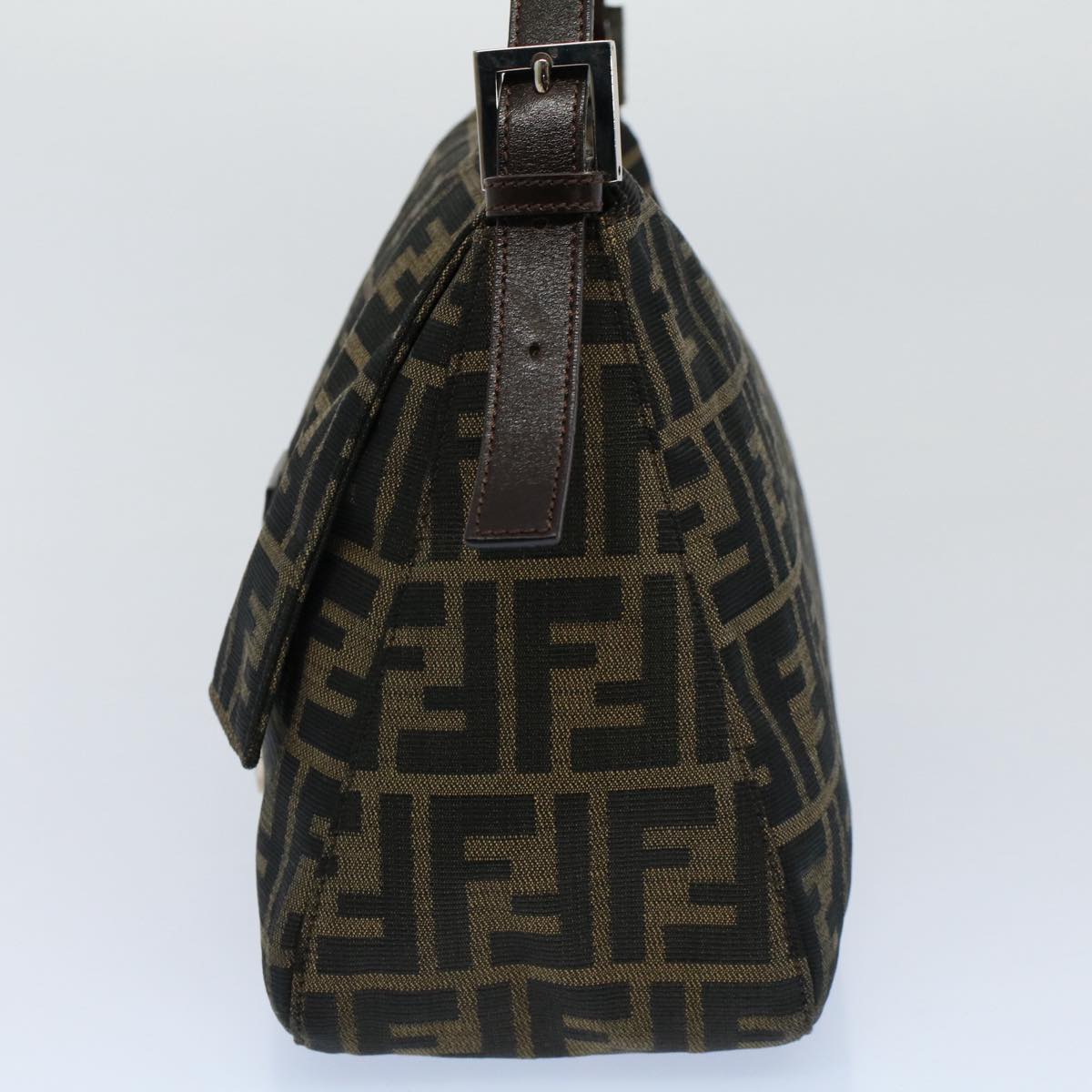 FENDI Zucca Canvas Mamma Baguette Shoulder Bag Black Brown 54707