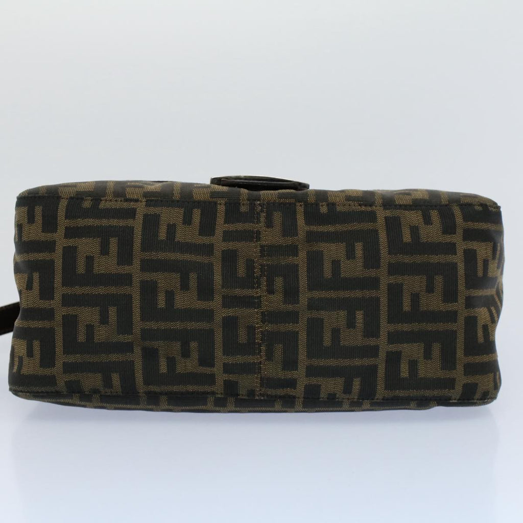 FENDI Zucca Canvas Mamma Baguette Shoulder Bag Black Brown 54707