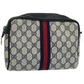 GUCCI GG Canvas Sherry Line Clutch Bag Gray Red Navy 010 378 54723