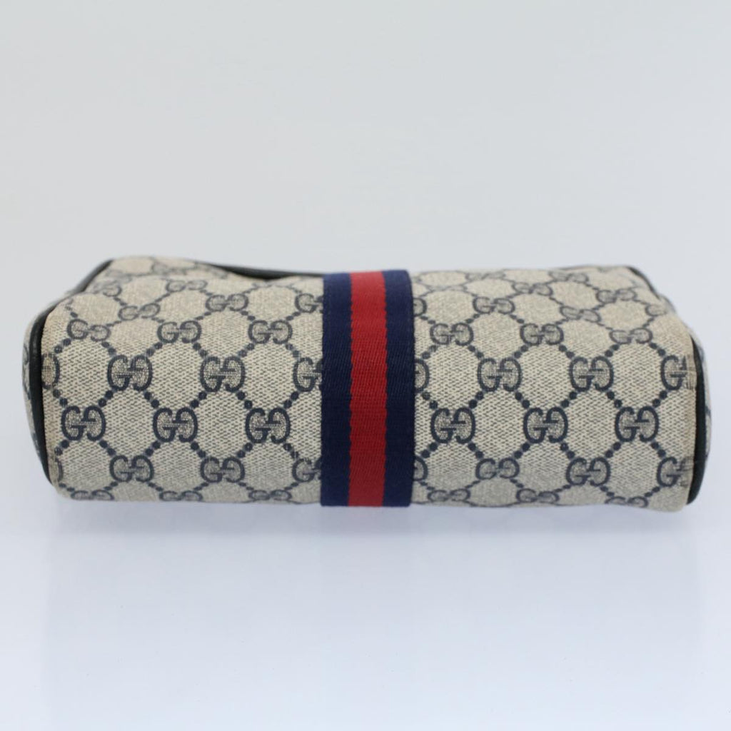 GUCCI GG Canvas Sherry Line Clutch Bag Gray Red Navy 010 378 54723