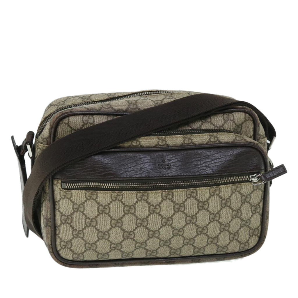 GUCCI GG Canvas Shoulder Bag PVC Leather Beige 114531 54753