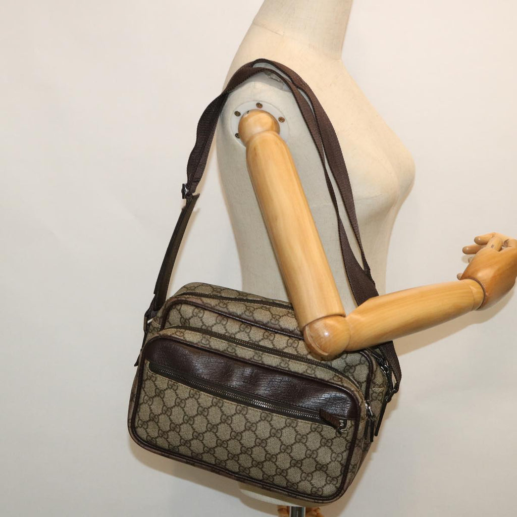 GUCCI GG Canvas Shoulder Bag PVC Leather Beige 114531 54753