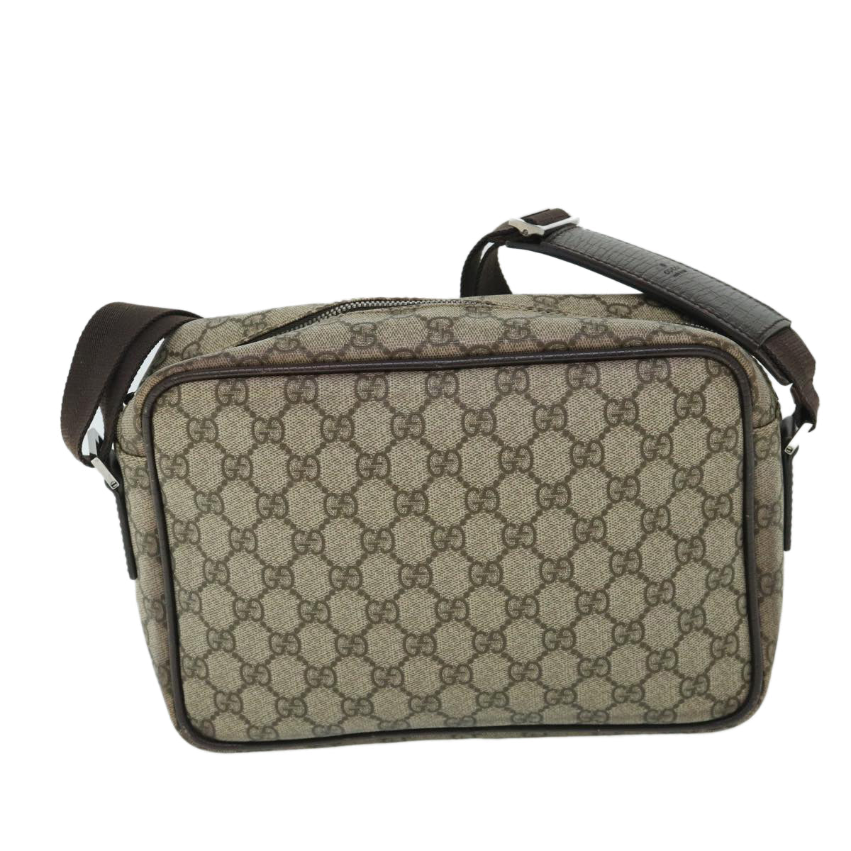 GUCCI GG Canvas Shoulder Bag PVC Leather Beige 114531 54753