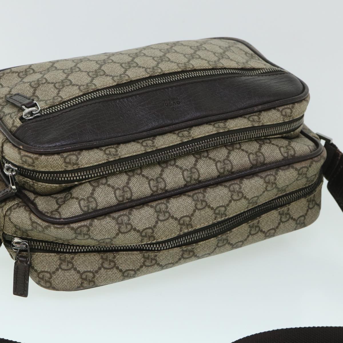 GUCCI GG Canvas Shoulder Bag PVC Leather Beige 114531 54753