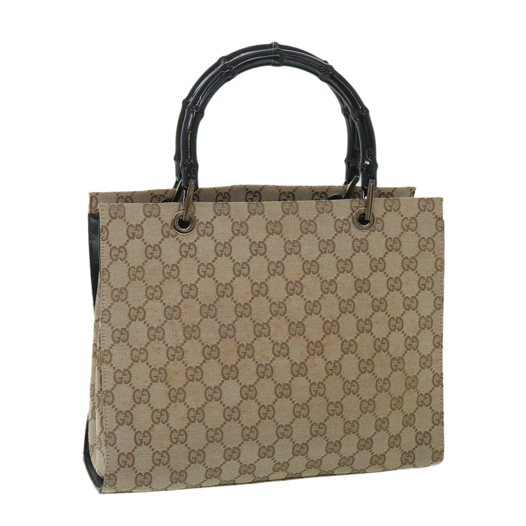 GUCCI GG Canvas Bamboo Hand Bag Beige 002 1016 54755
