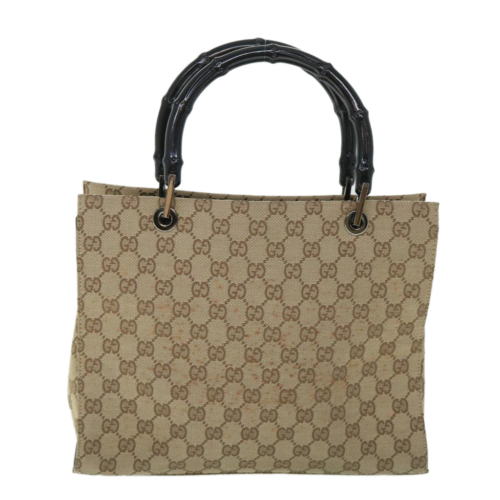 GUCCI GG Canvas Bamboo Hand Bag Beige 002 1016 54755