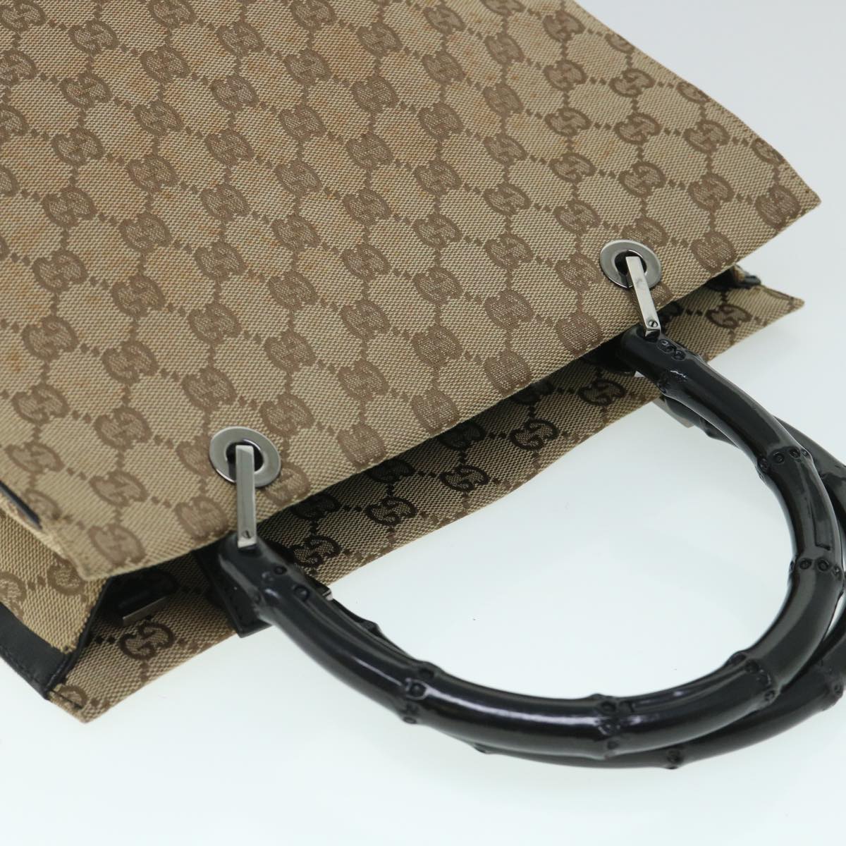 GUCCI GG Canvas Bamboo Hand Bag Beige 002 1016 54755