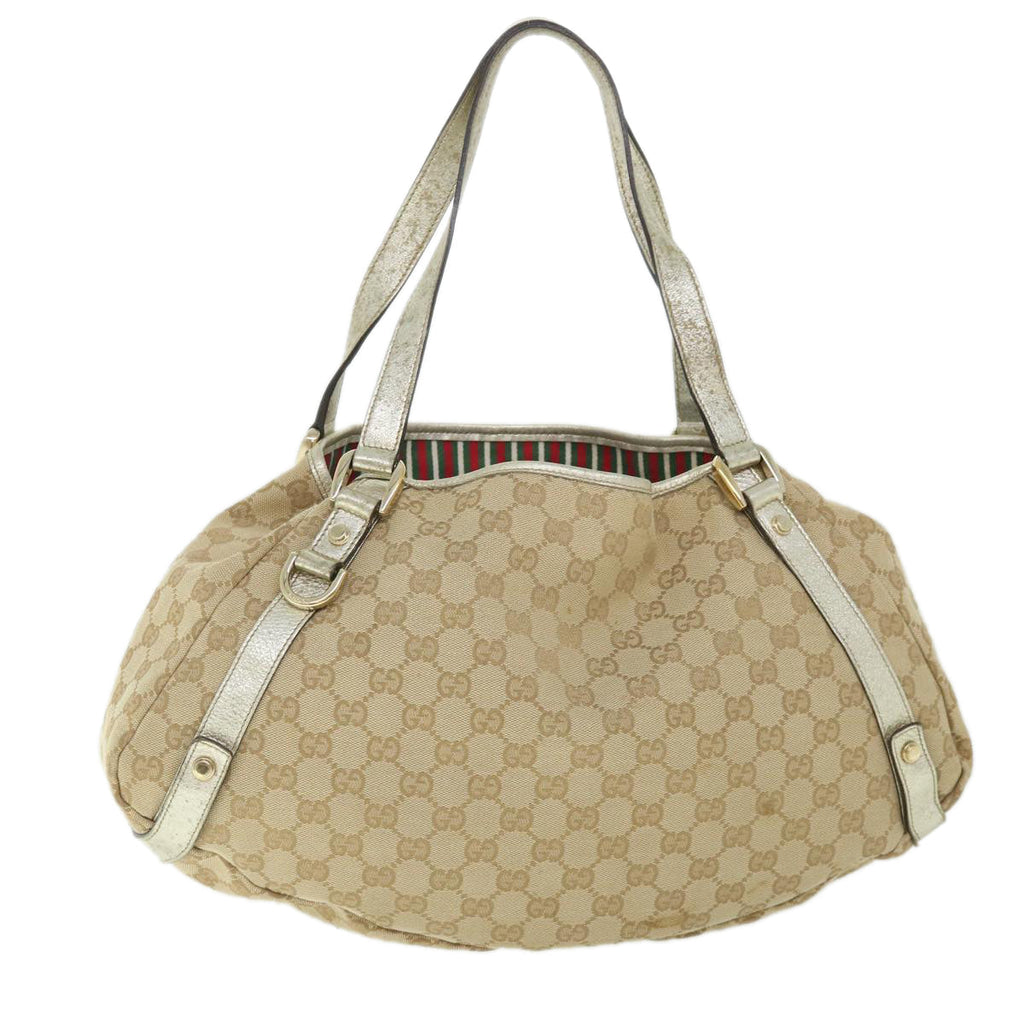 GUCCI GG Canvas Shoulder Bag Beige Gold 130736 54760