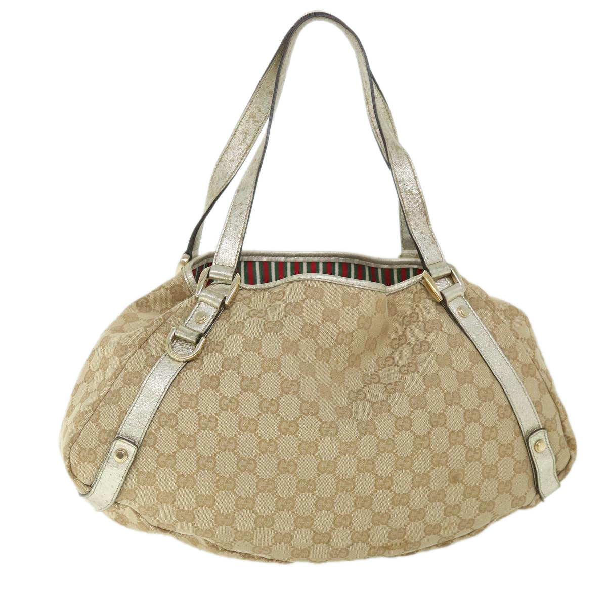 GUCCI GG Canvas Shoulder Bag Beige Gold 130736 54760