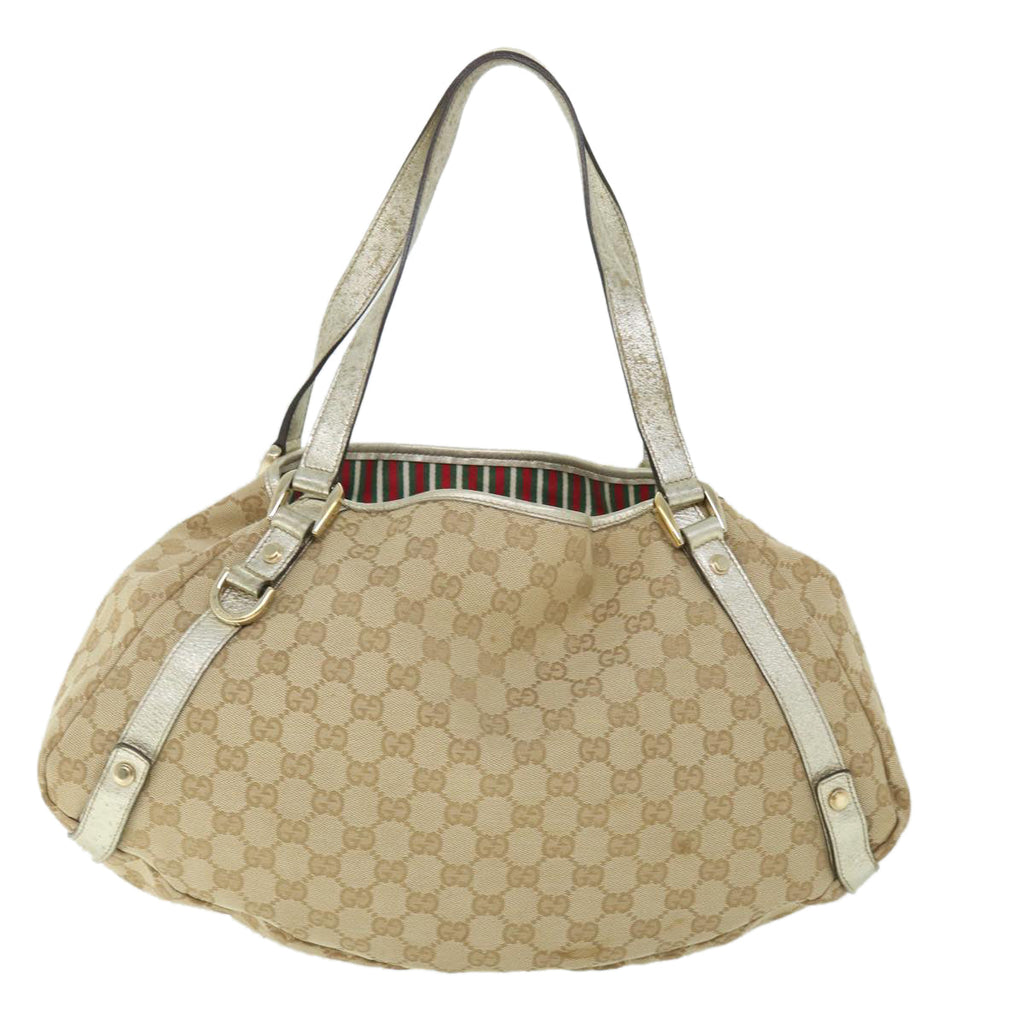 GUCCI GG Canvas Shoulder Bag Beige Gold 130736 54760