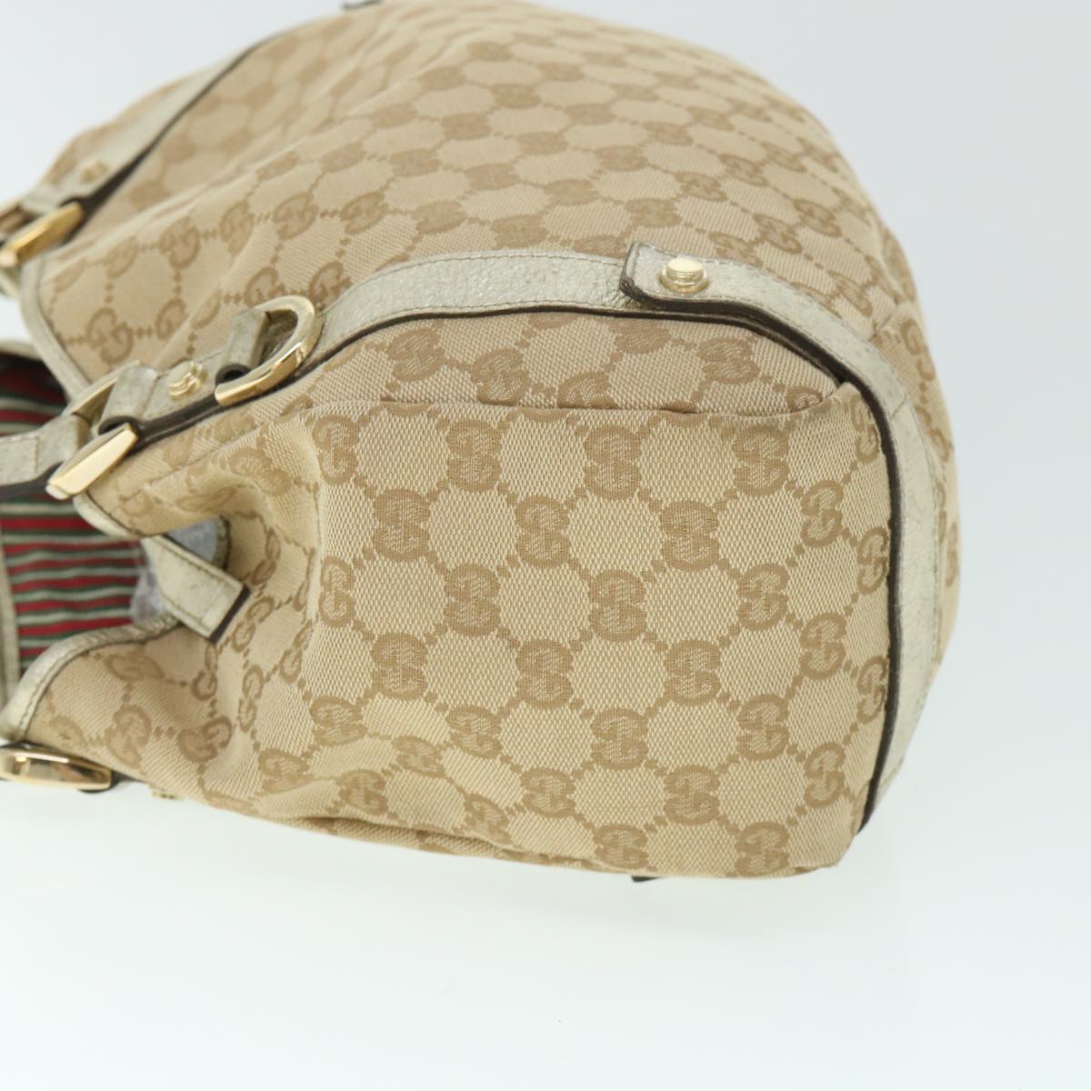 GUCCI GG Canvas Shoulder Bag Beige Gold 130736 54760