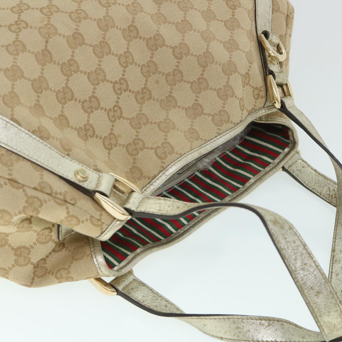 GUCCI GG Canvas Shoulder Bag Beige Gold 130736 54760