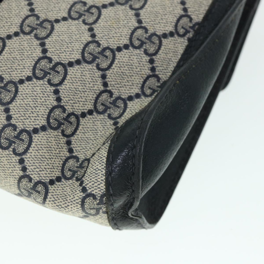 GUCCI GG Canvas Sherry Line Clutch Bag PVC Leather Navy Red 54774