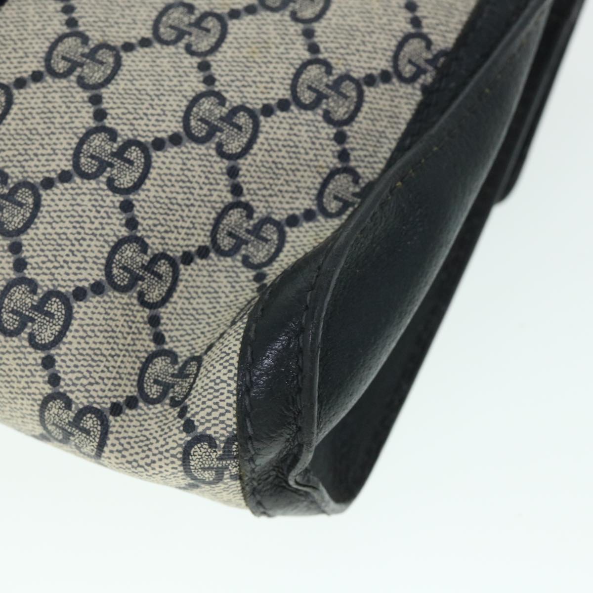 GUCCI GG Canvas Sherry Line Clutch Bag PVC Leather Navy Red 54774