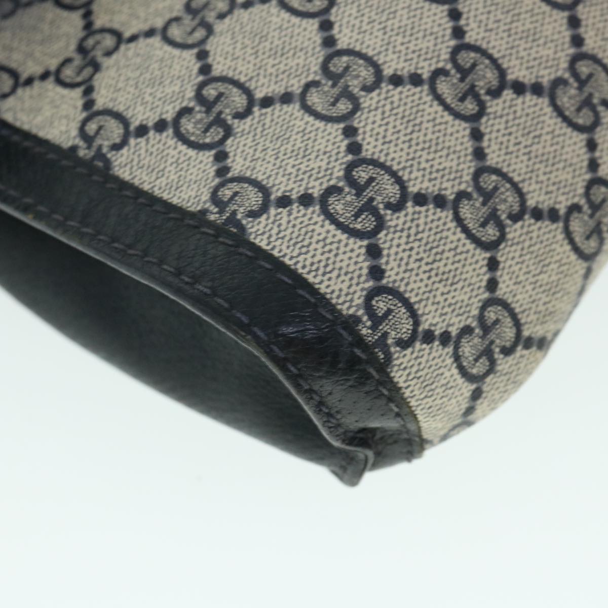 GUCCI GG Canvas Sherry Line Clutch Bag PVC Leather Navy Red 54774