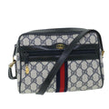 GUCCI GG Canvas Sherry Line Shoulder Bag PVC Leather Gray Red Navy 54775