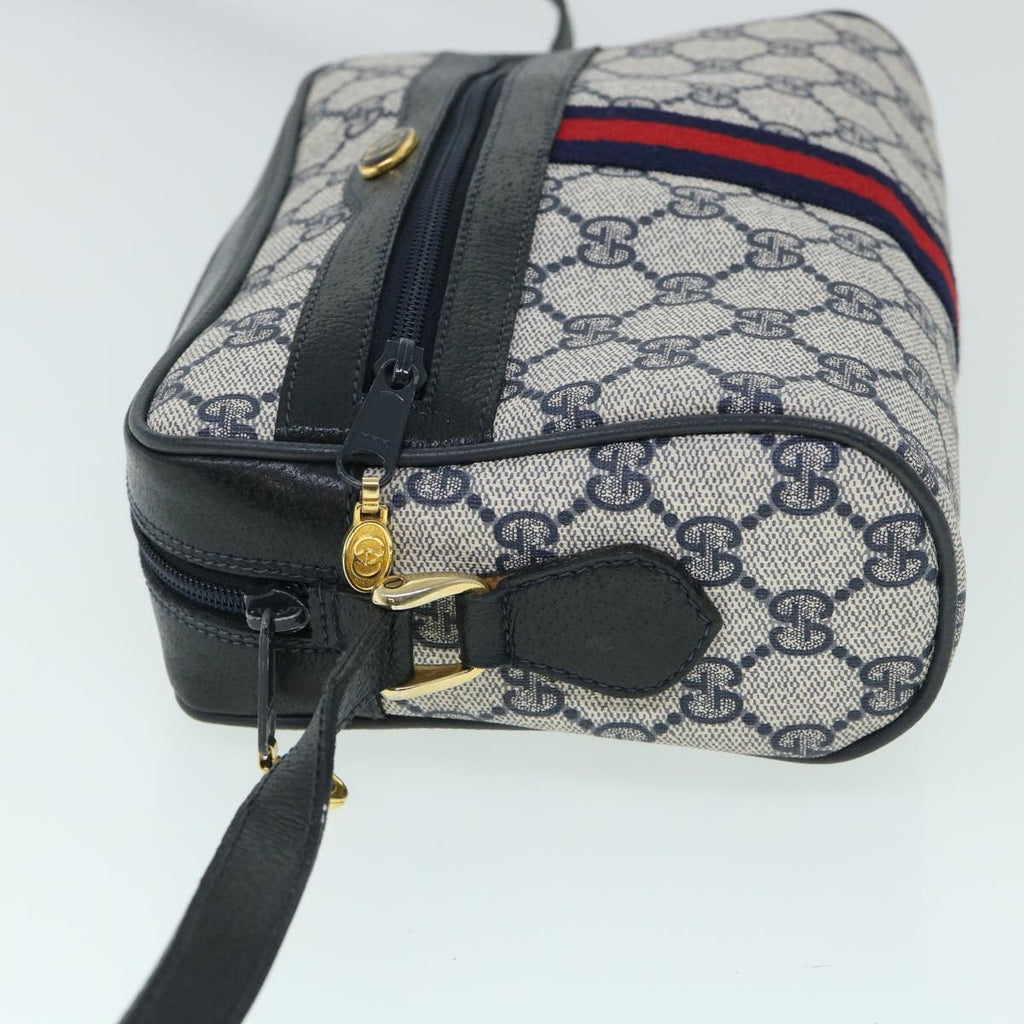 GUCCI GG Canvas Sherry Line Shoulder Bag PVC Leather Gray Red Navy 54775