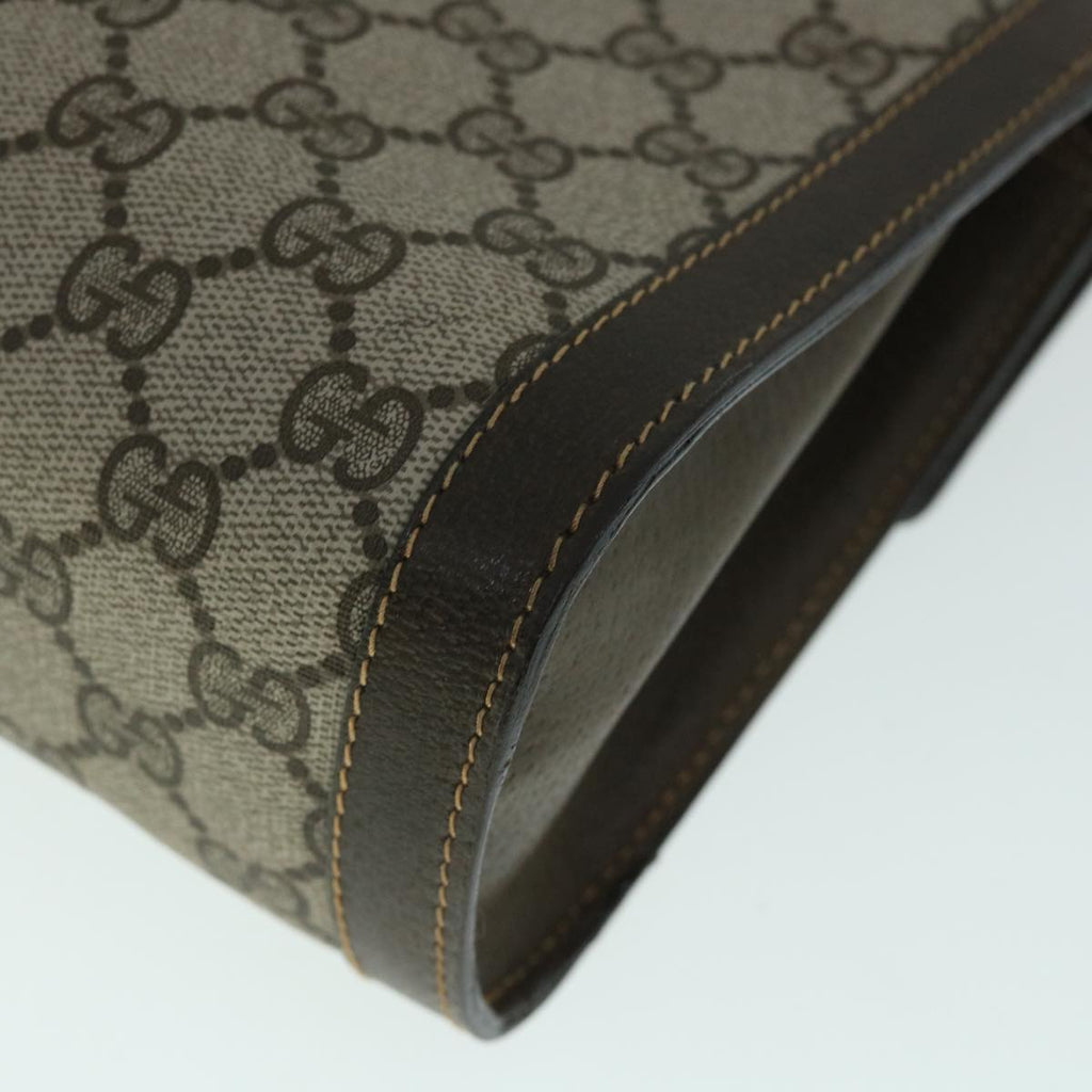 GUCCI GG Canvas Web Sherry Line Clutch Bag PVC Leather Beige Green 54779