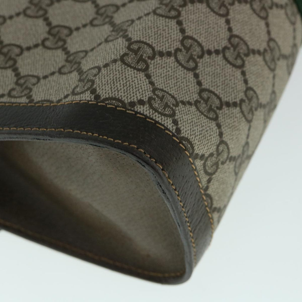 GUCCI GG Canvas Web Sherry Line Clutch Bag PVC Leather Beige Green 54779