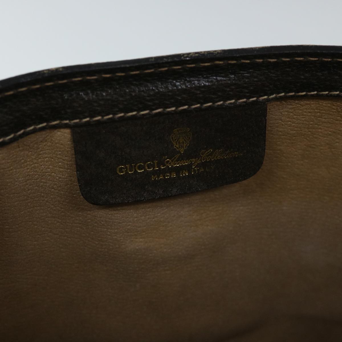 GUCCI GG Canvas Web Sherry Line Clutch Bag PVC Leather Beige Green 54779