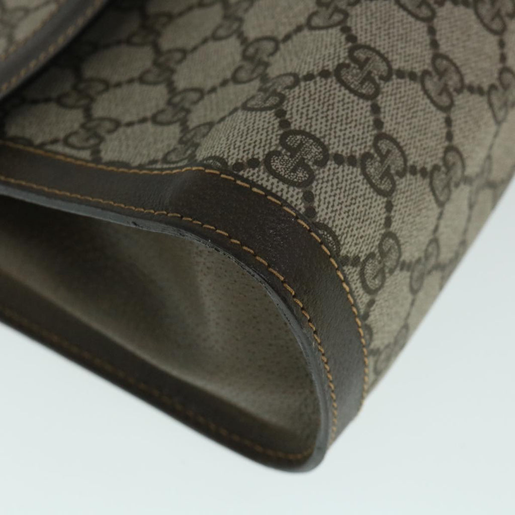 GUCCI GG Canvas Web Sherry Line Clutch Bag PVC Leather Beige Green 54779