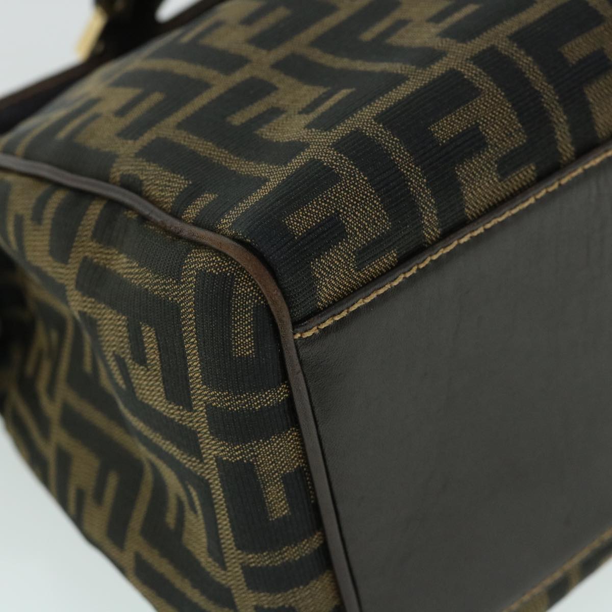 FENDI Zucca Canvas Hand Bag Black Brown 54803