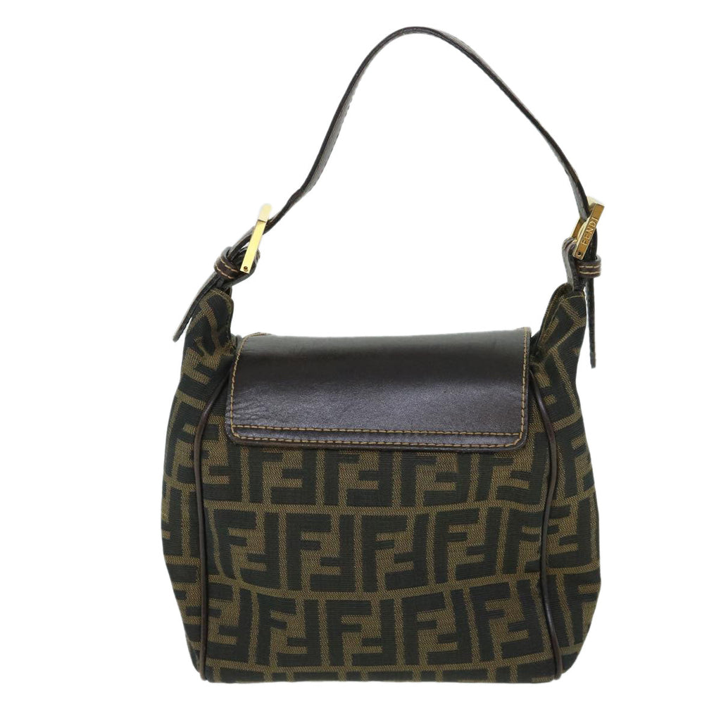 FENDI Zucca Canvas Hand Bag Black Brown 54803