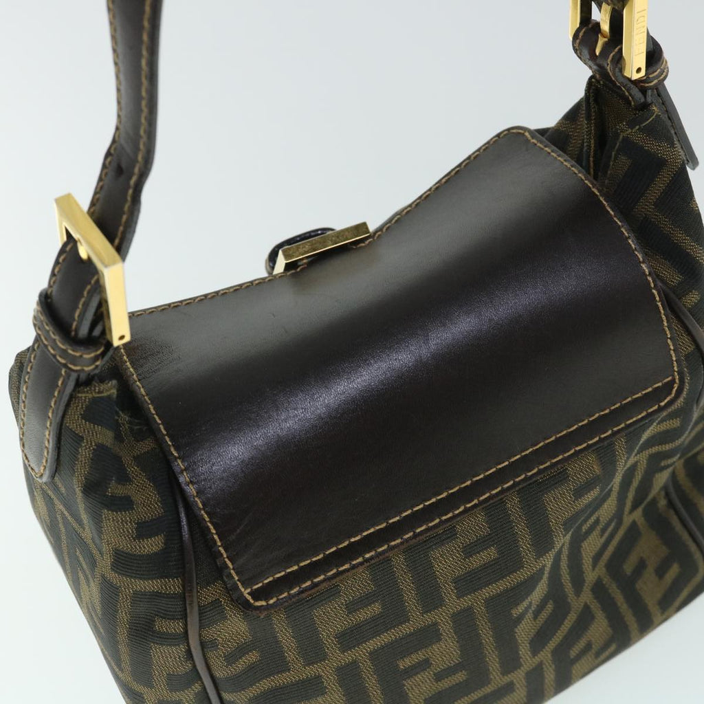 FENDI Zucca Canvas Hand Bag Black Brown 54803