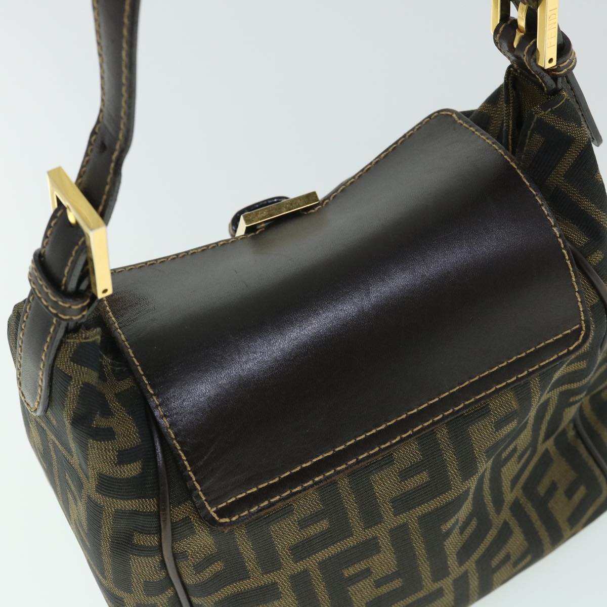 FENDI Zucca Canvas Hand Bag Black Brown 54803