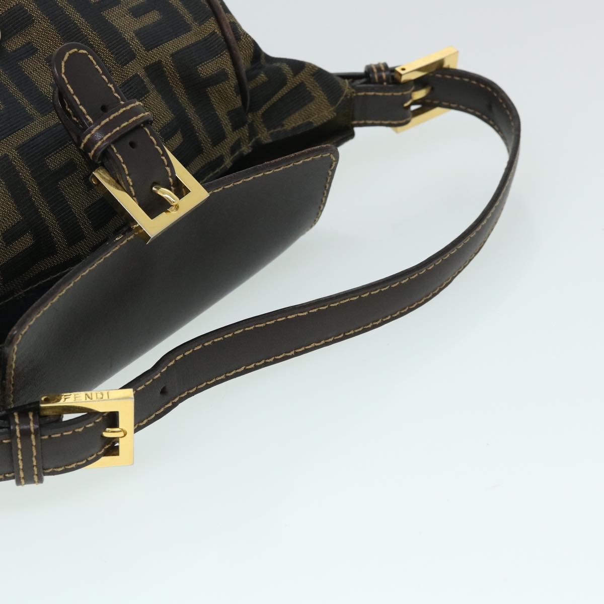 FENDI Zucca Canvas Hand Bag Black Brown 54803