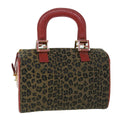 FENDI Leopard Boston Bag Canvas Brown 54817