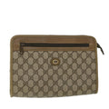 GUCCI GG Canvas Clutch Bag PVC Leather Beige 54833