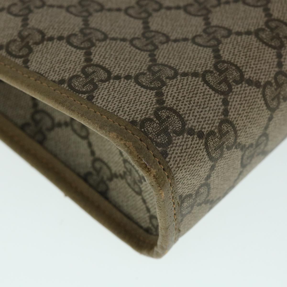 GUCCI GG Canvas Clutch Bag PVC Leather Beige 54833