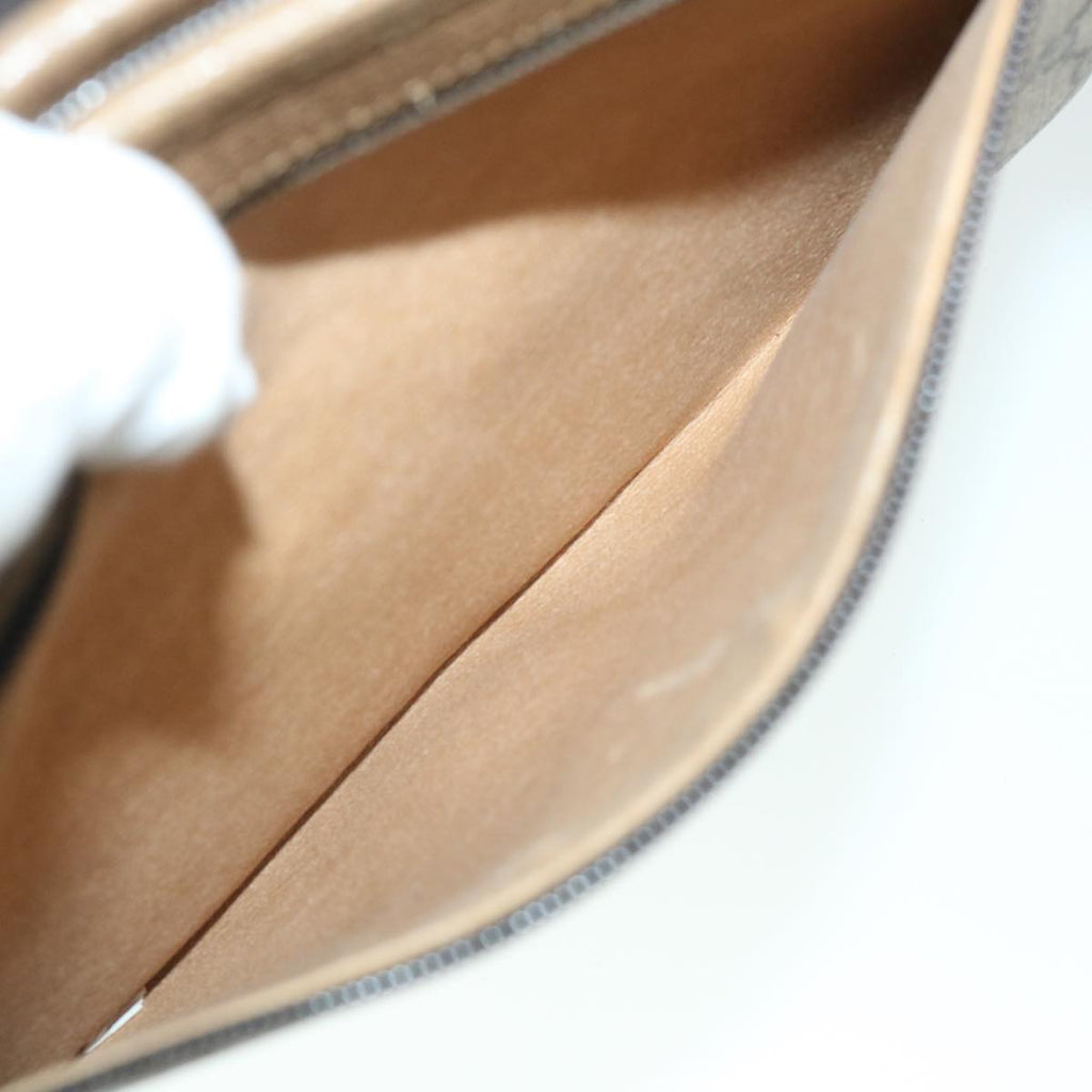 GUCCI GG Canvas Clutch Bag PVC Leather Beige 54833
