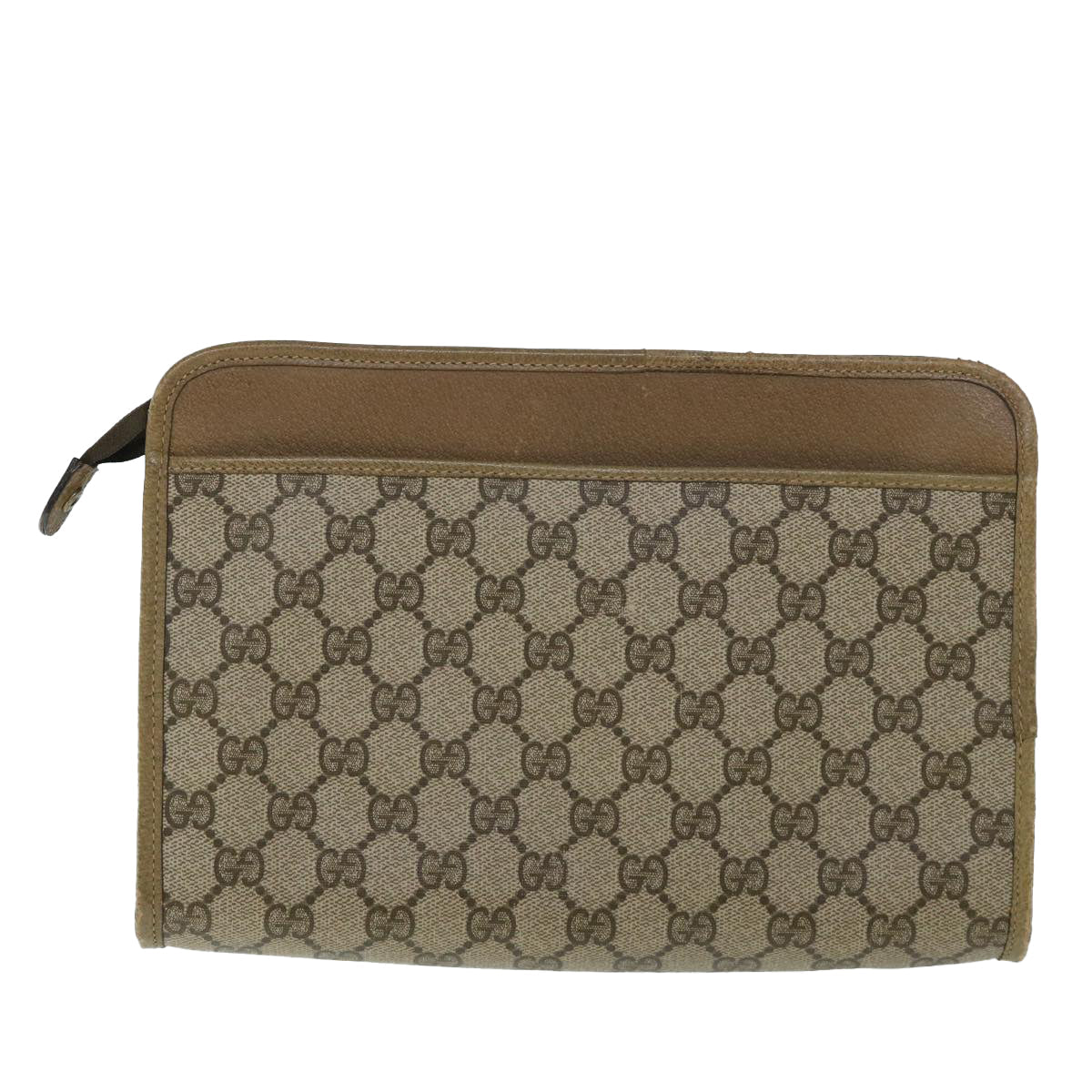 GUCCI GG Canvas Clutch Bag PVC Leather Beige 54833