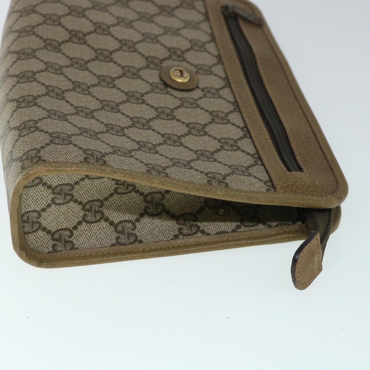 GUCCI GG Canvas Clutch Bag PVC Leather Beige 54833