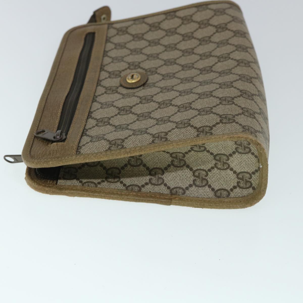 GUCCI GG Canvas Clutch Bag PVC Leather Beige 54833