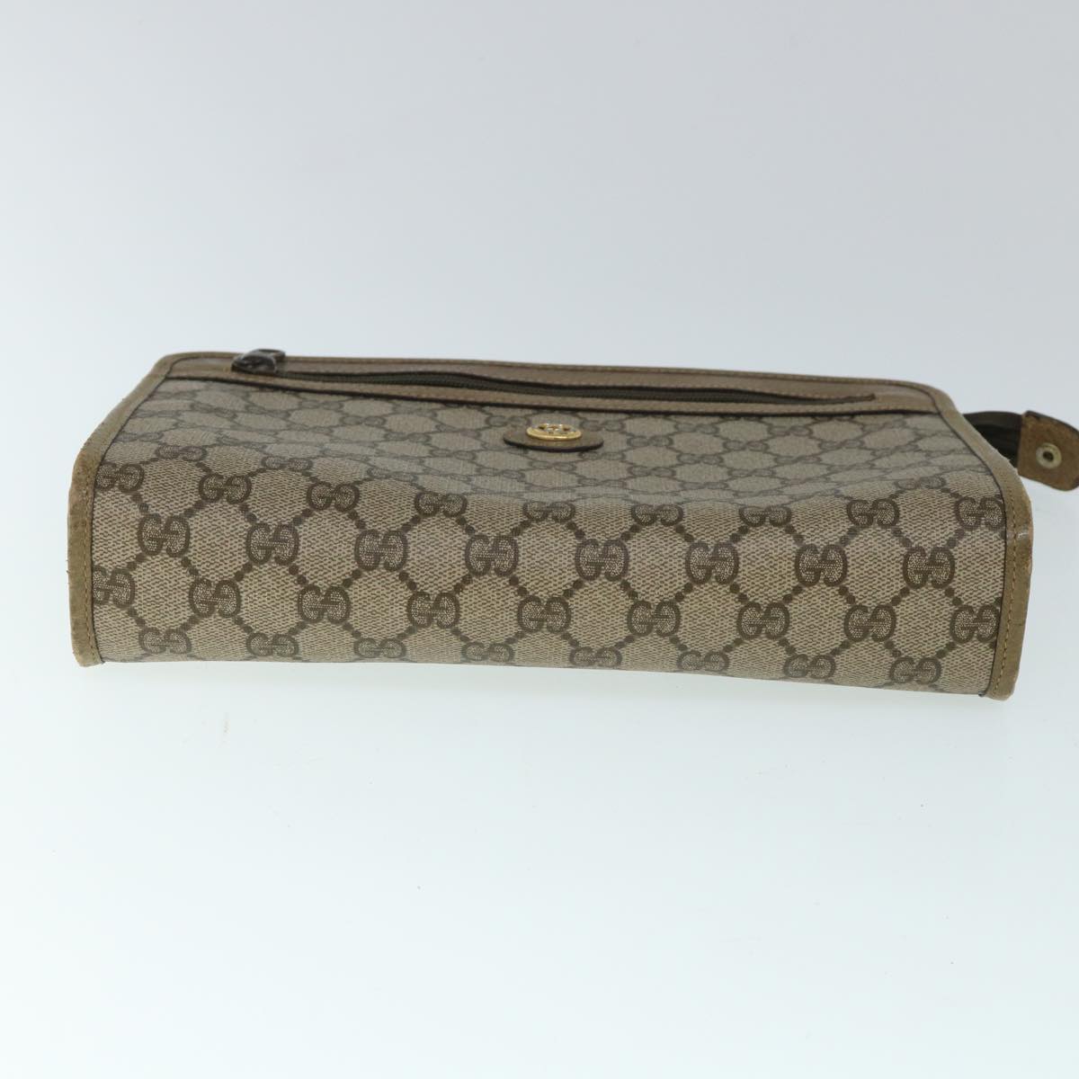 GUCCI GG Canvas Clutch Bag PVC Leather Beige 54833