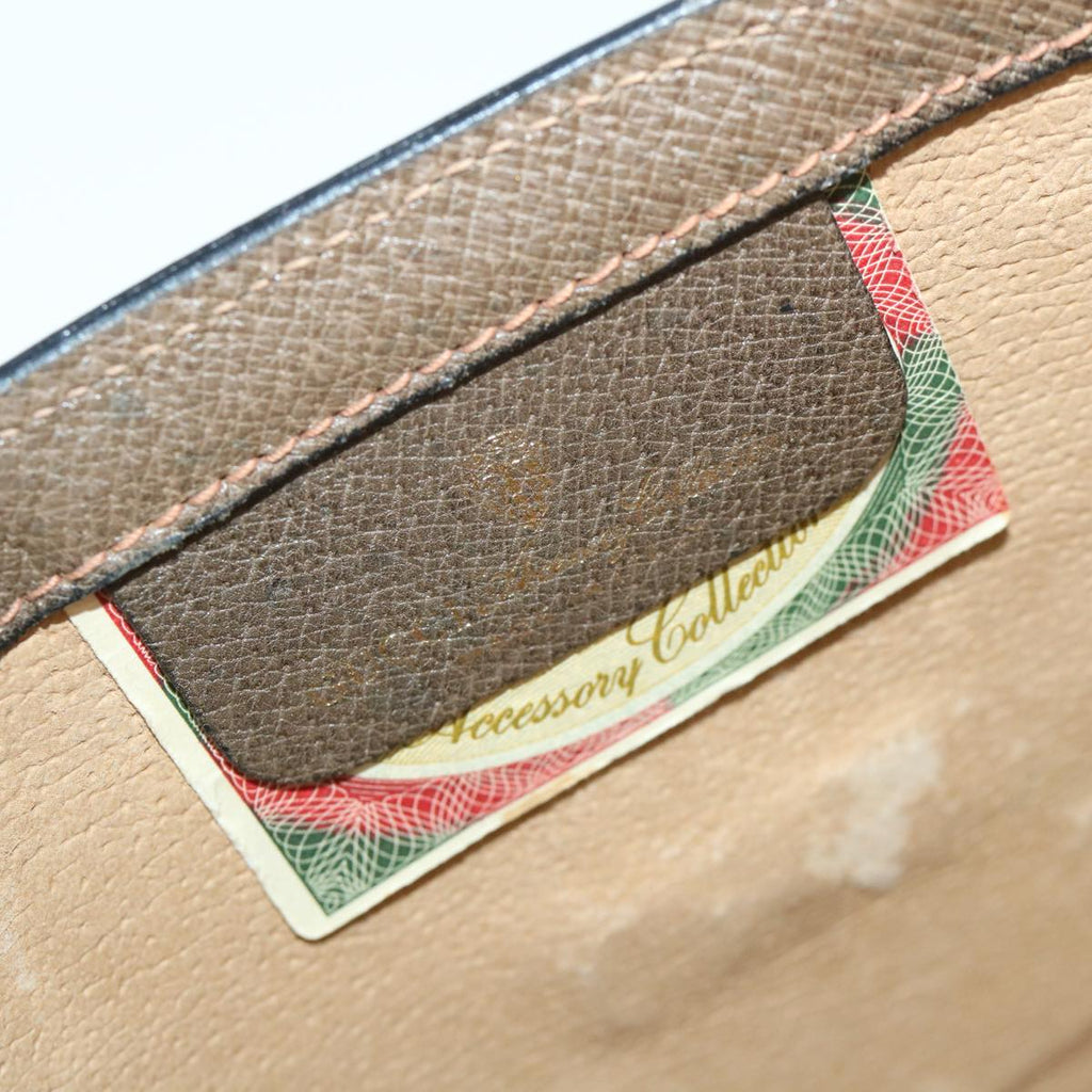 GUCCI GG Canvas Web Sherry Line Clutch Bag PVC Leather Beige Green 54834