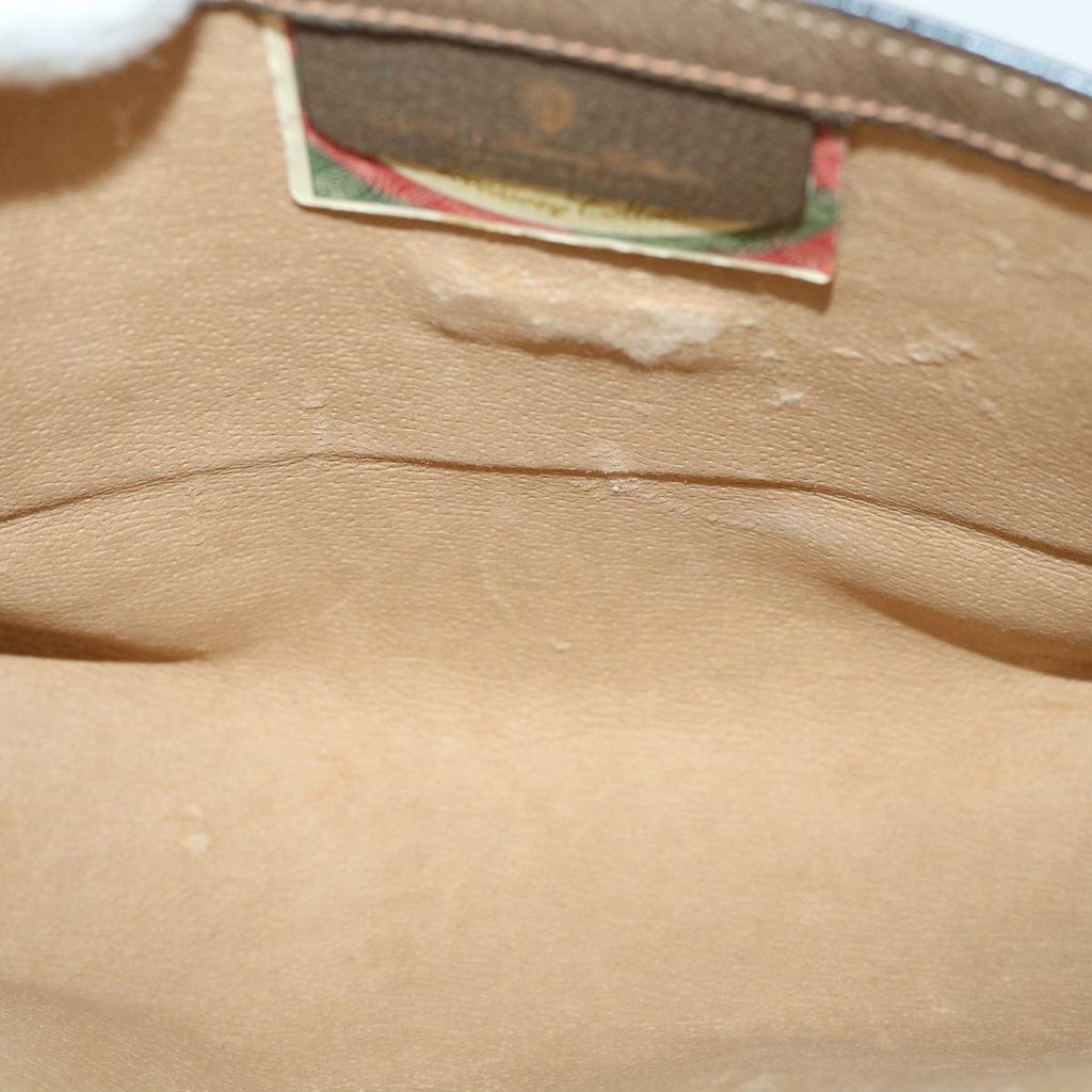 GUCCI GG Canvas Web Sherry Line Clutch Bag PVC Leather Beige Green 54834